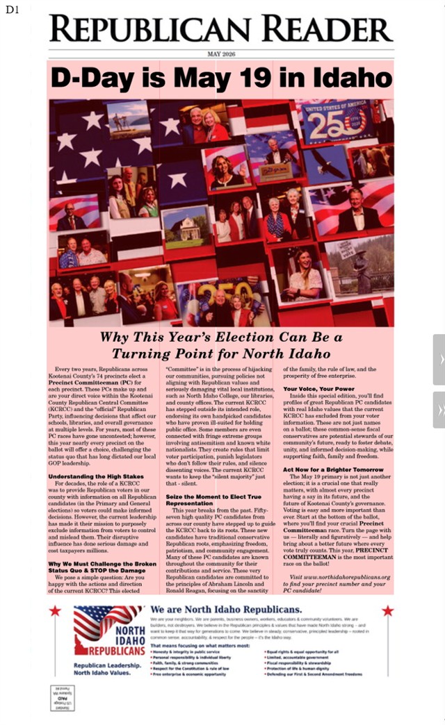 Front page of the May 2026 Republican Reader